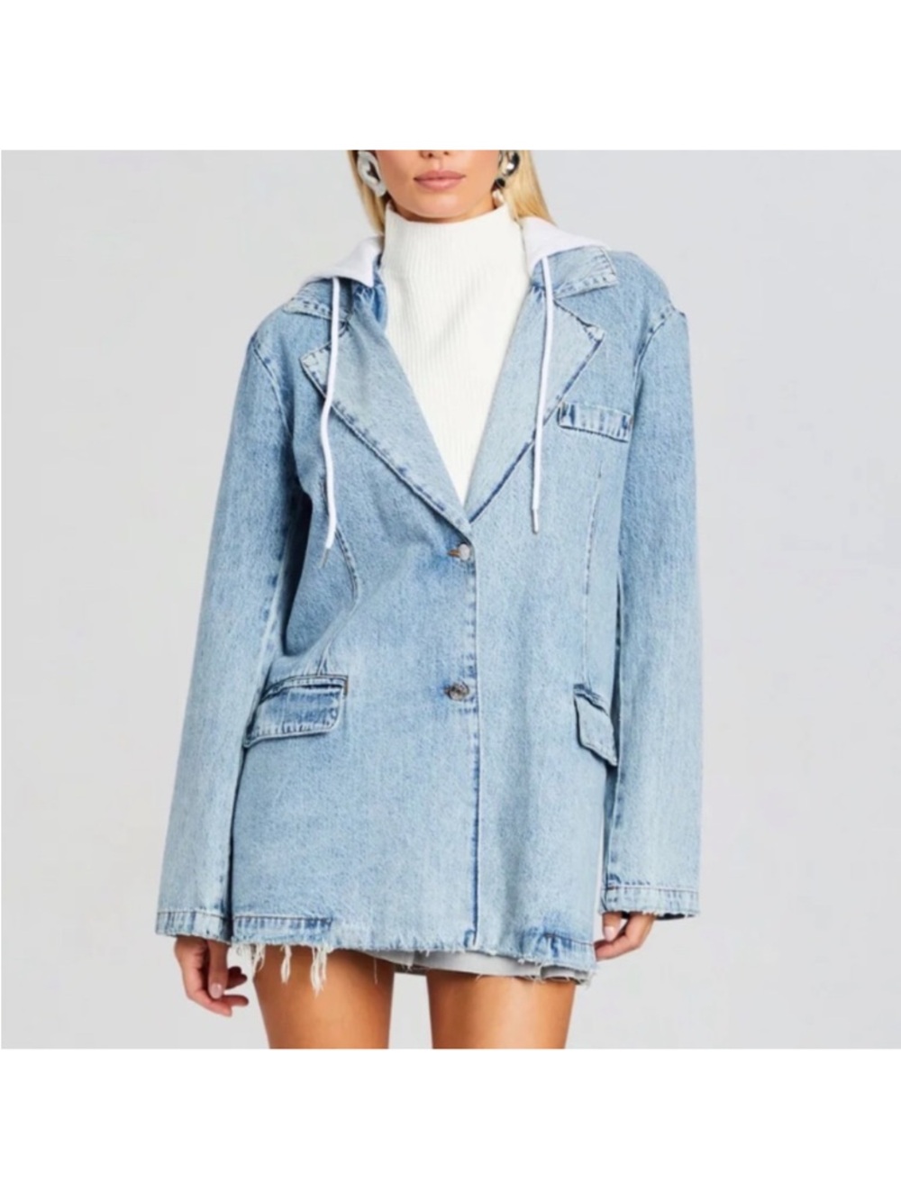 SER.O.YA Lawrence Denim Blazer Hoodie Jacket Size S